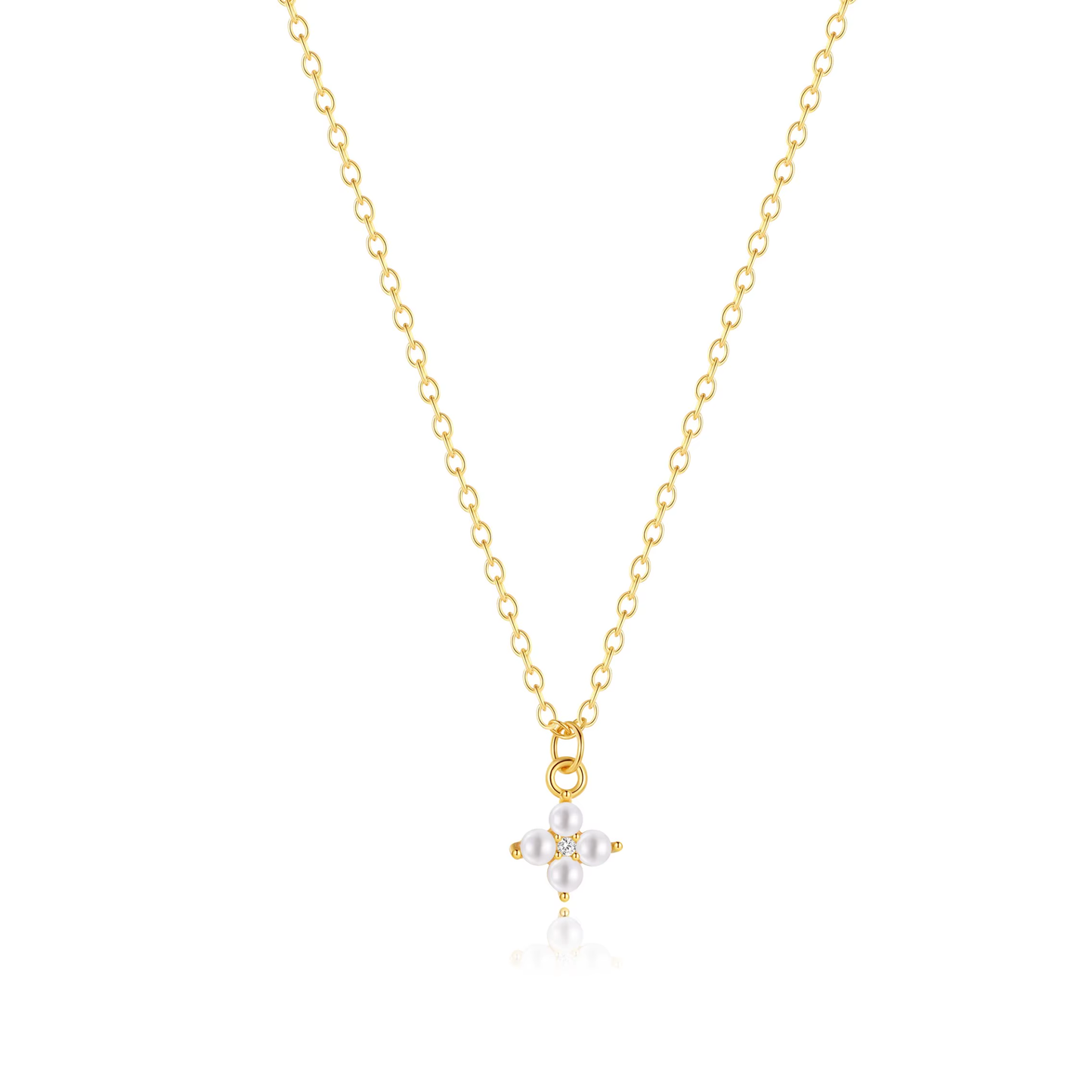 Ketting 18kt Verguld Zilver | Pearl Flower