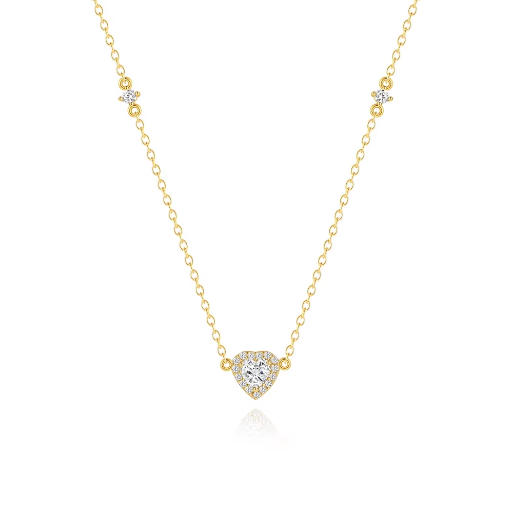 Ketting 18kt Verguld Zilver | Zirconia Heart