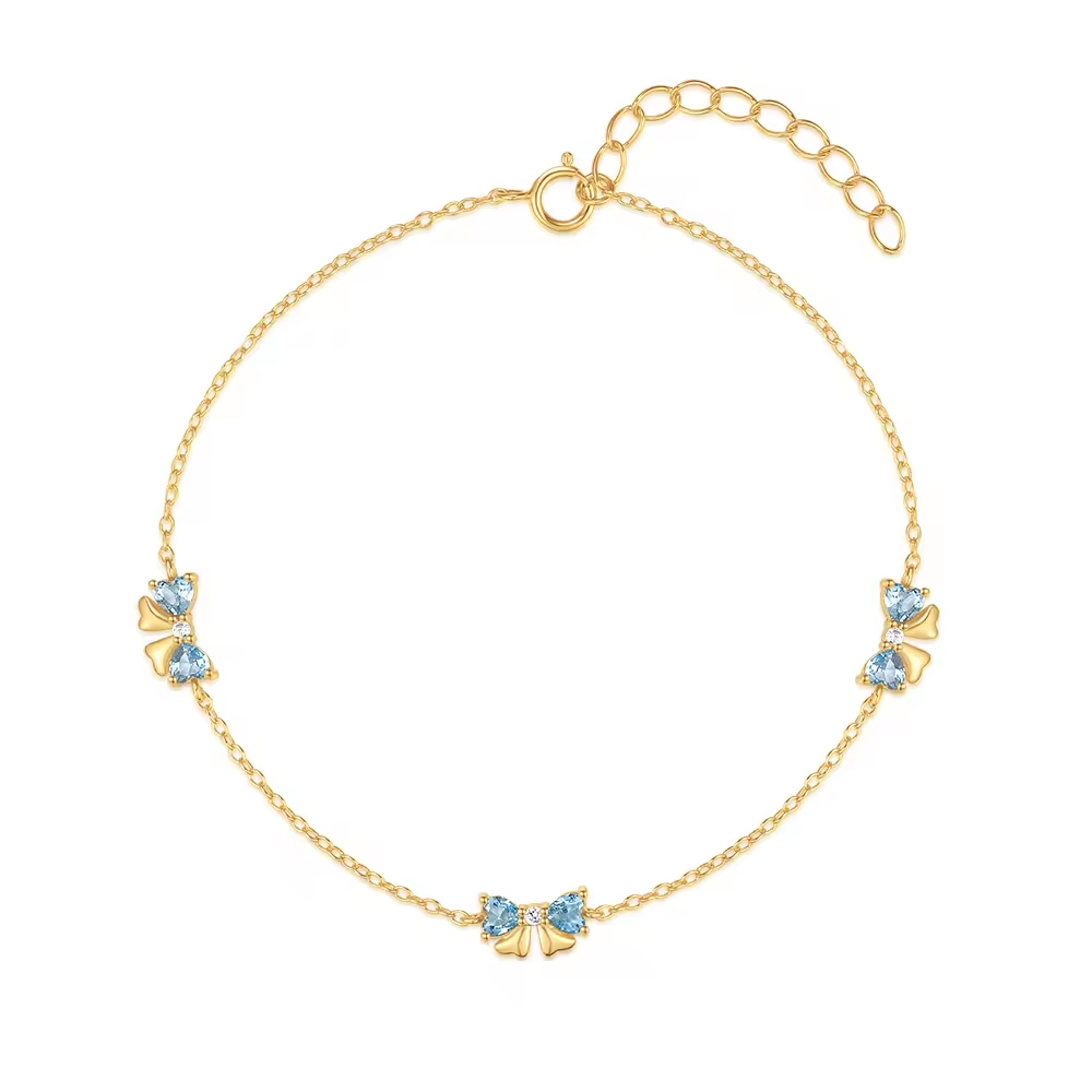 Armband 18kt Verguld Zilver | Blue Bows