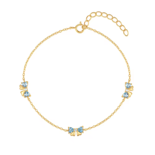 Armband 18kt Verguld Zilver | Blue Bows