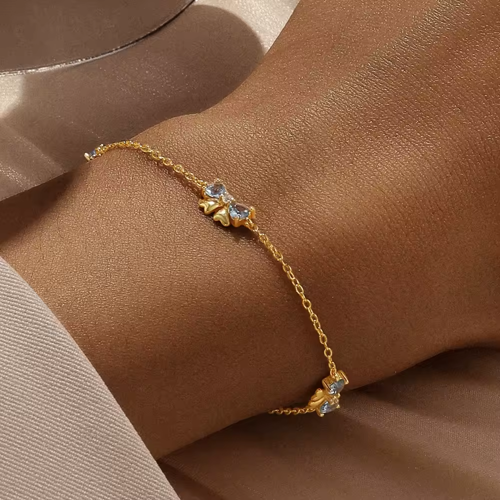 Armband 18kt Verguld Zilver | Blue Bows