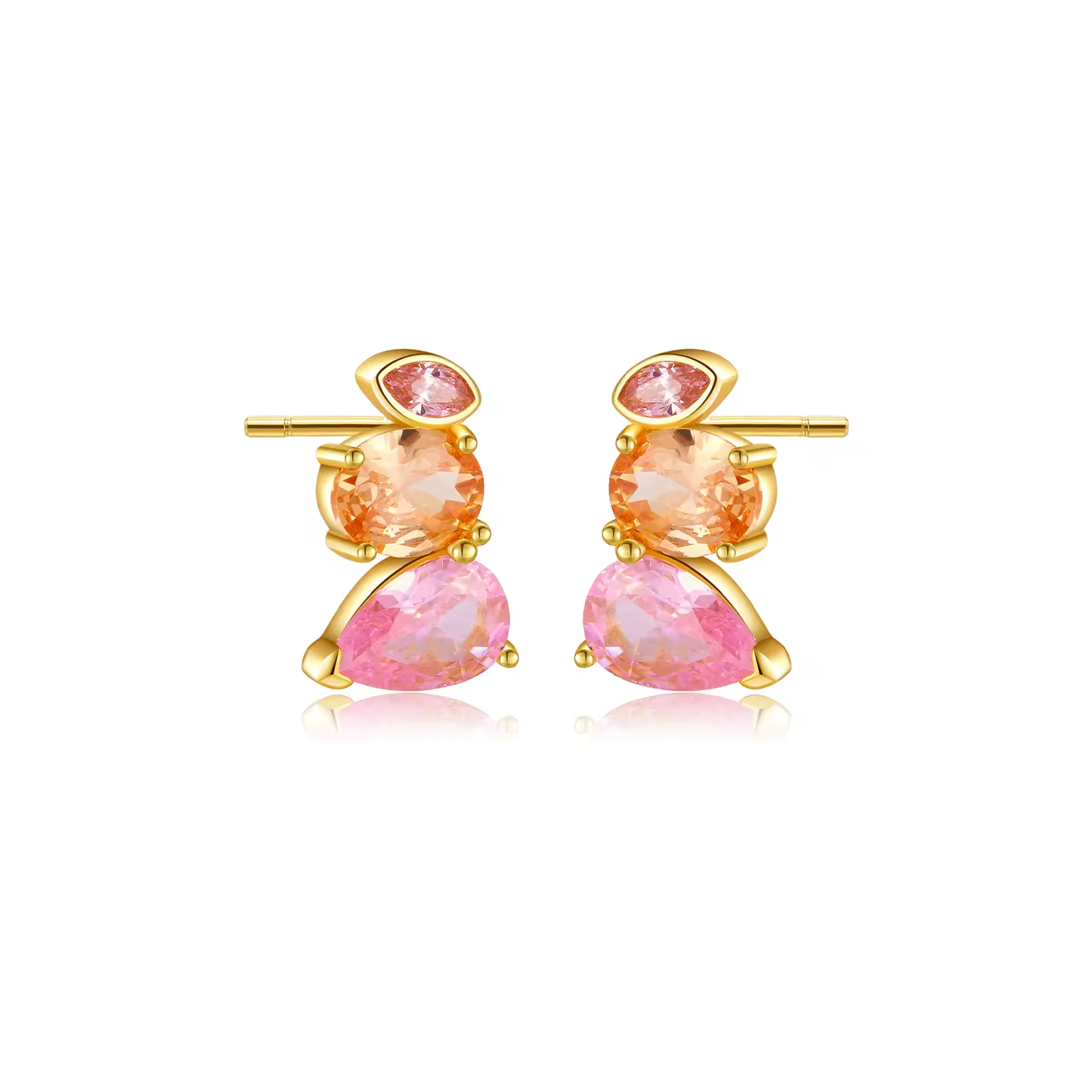 Oorringen 18kt Verguld Zilver | Pink Zirconia Studs