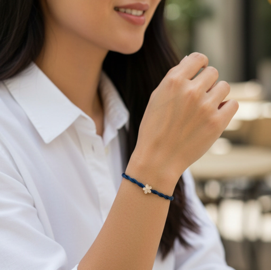 Twisted Satijn Armband | Flower Gold