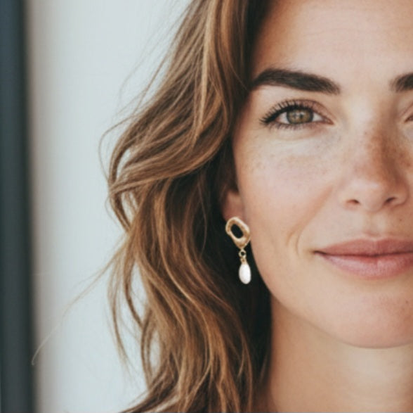 Oorringen 24kt Verguld | Square Pearl