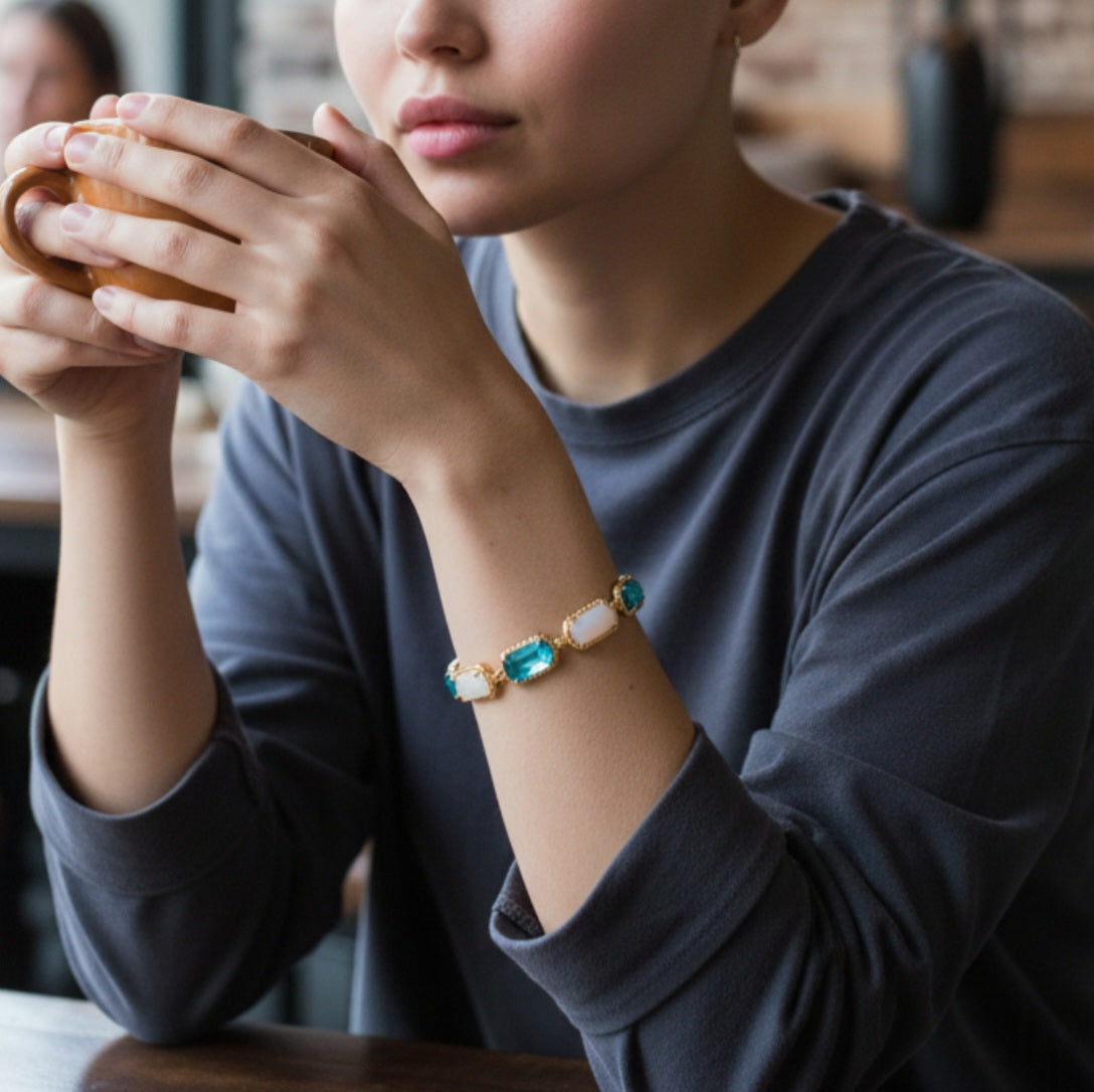 Armband 24kt Verguld | White - Blue