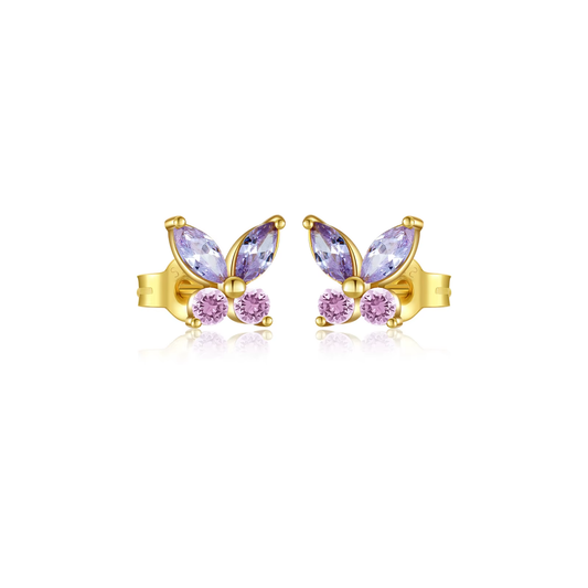 Oorringen 18kt Verguld Zilver | Purple Zirconia Studs