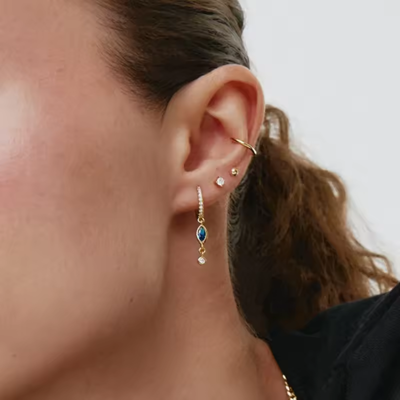 Oorringen 18kt Verguld Zilver | Turquoise Dangle Hoops