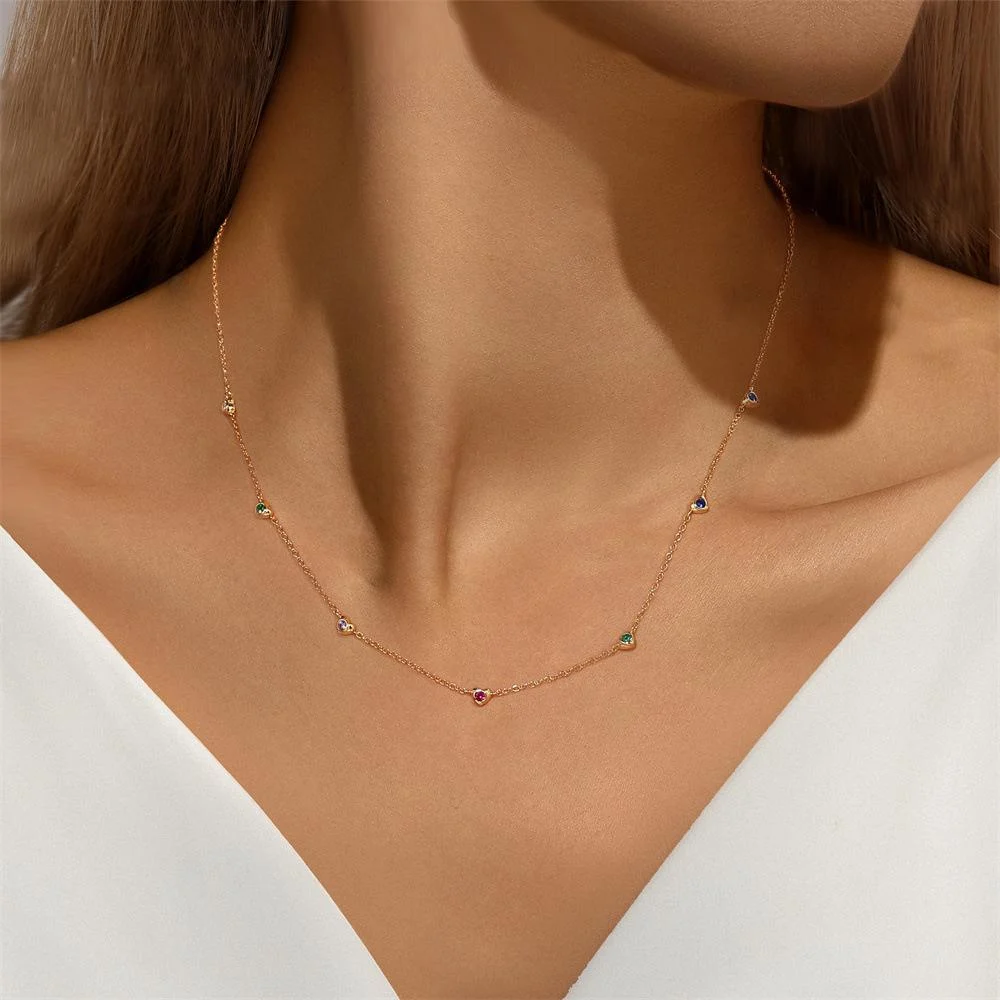 Ketting 18kt Verguld Zilver | Color Hearts