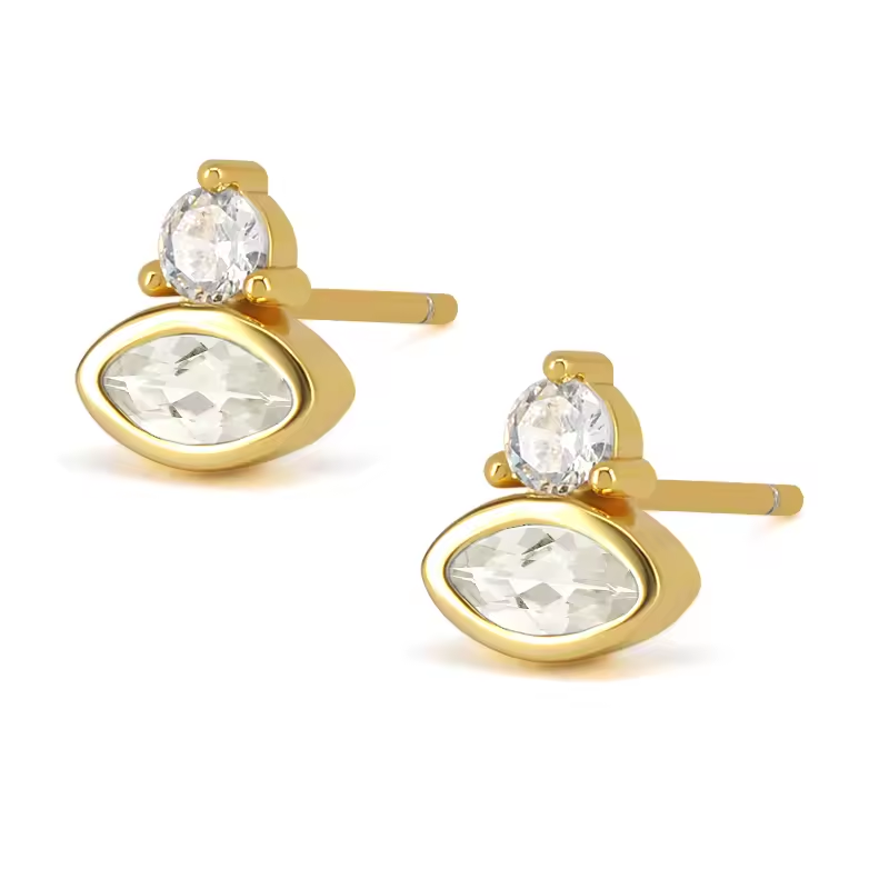 Oorringen 18kt Verguld Zilver | Zirconia Studs