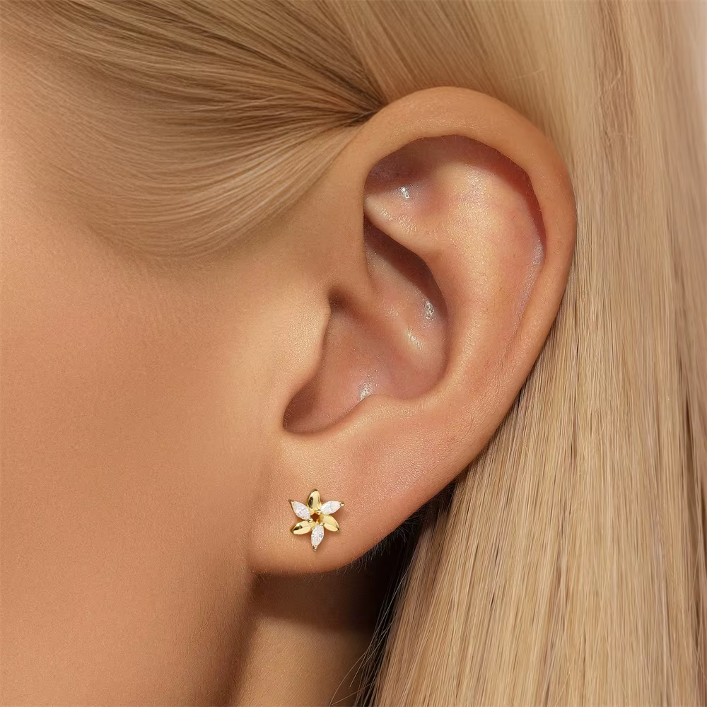 Oorringen 18kt Verguld Zilver | Flower Studs