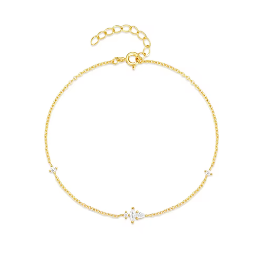 Armband 18kt Verguld Zilver | Zirconia Trio