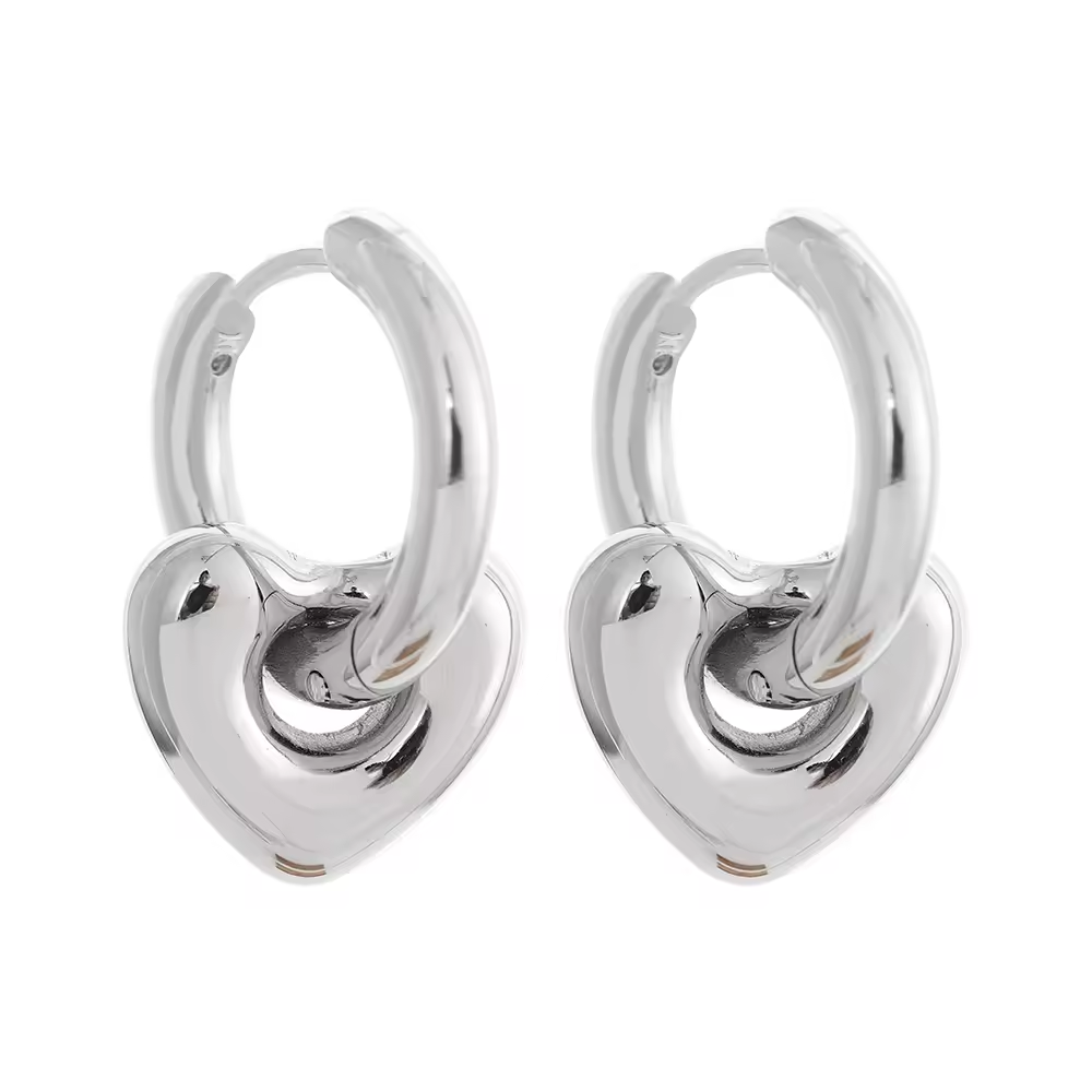 Hoop Heart Charm - Oorringen
