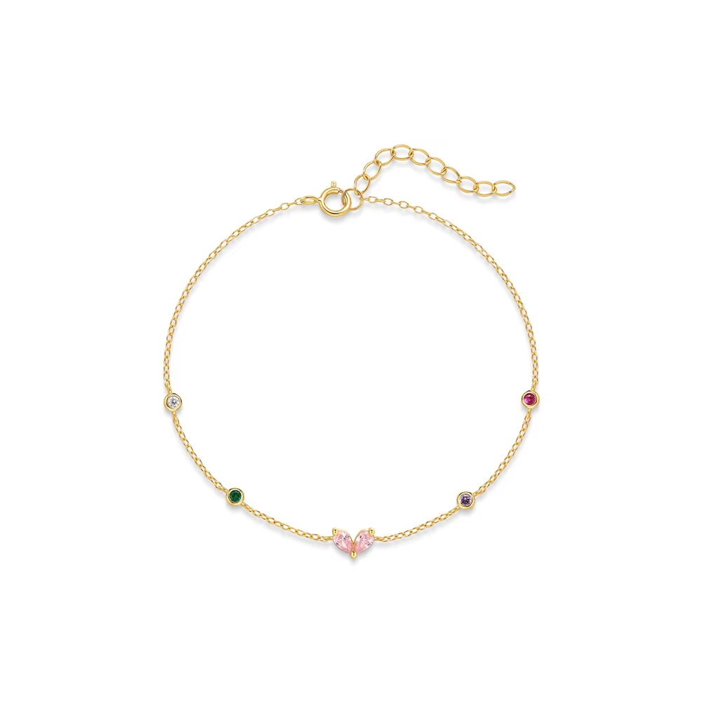 Armband 18kt Verguld Zilver | Pink Heart