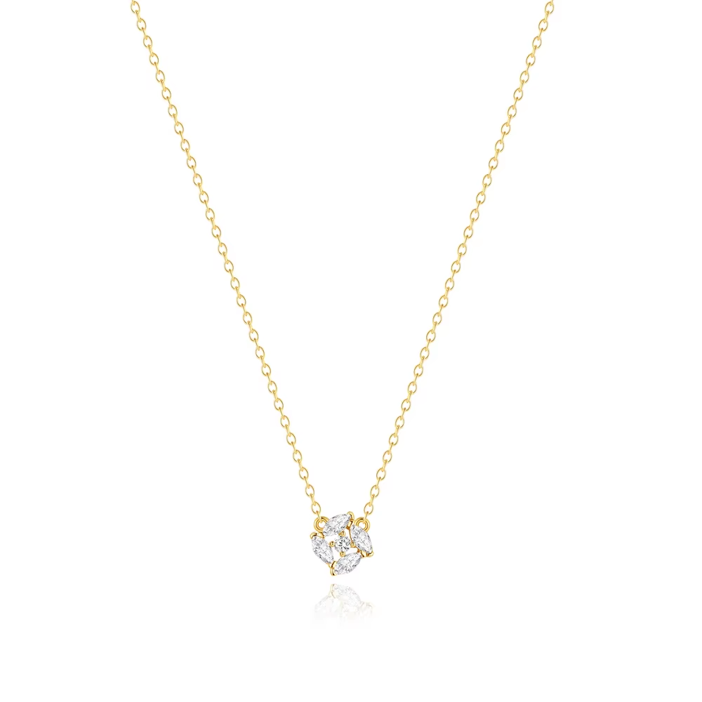 Ketting 18kt Verguld Zilver | Zirconia Flower