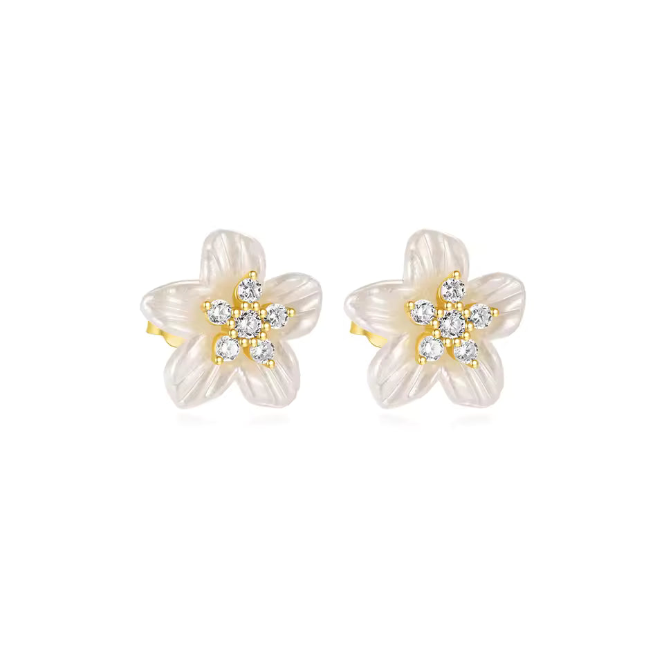 Oorringen 18kt Verguld Zilver | Pearl Flower