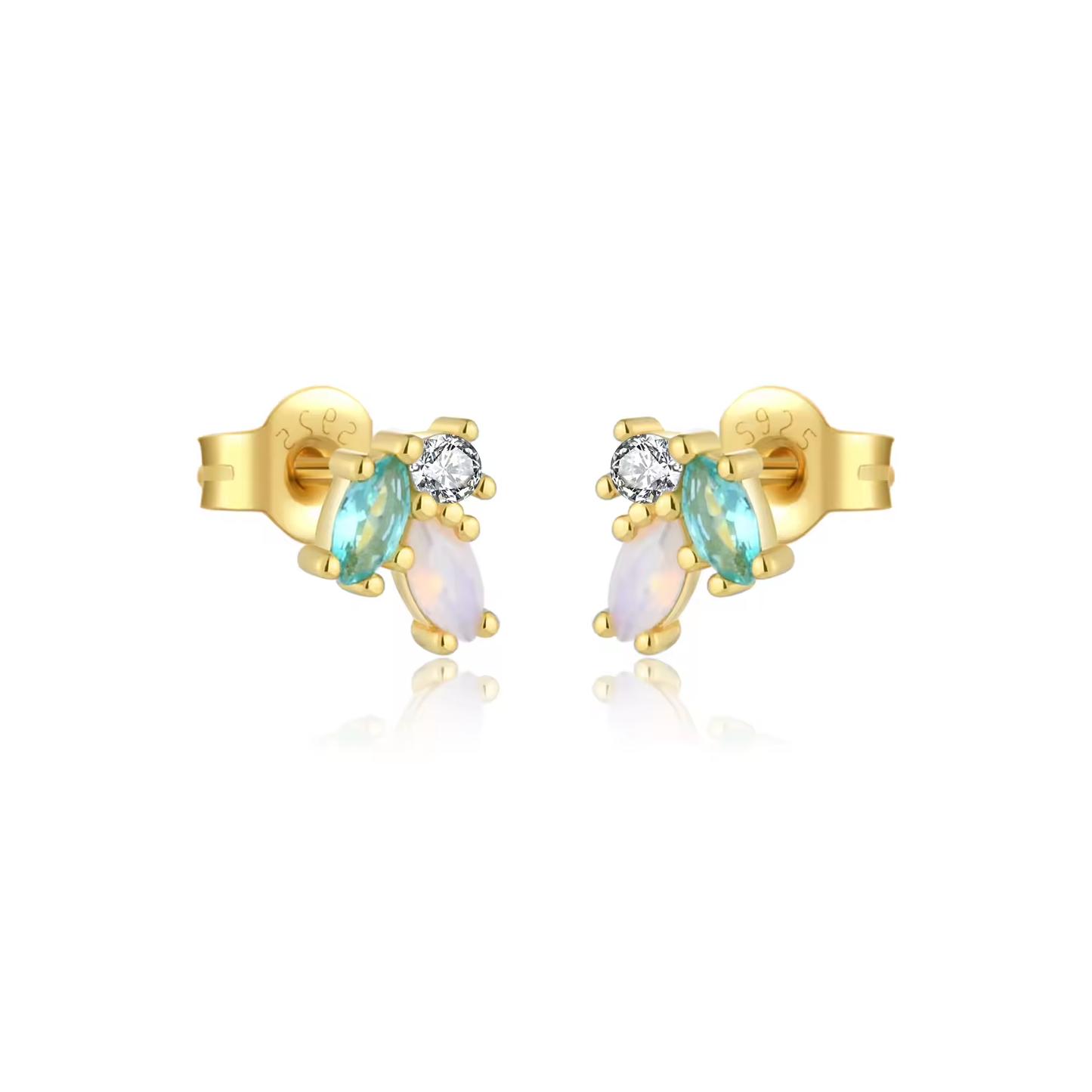 Oorringen 18kt Verguld Zilver | Green Zirconia Studs