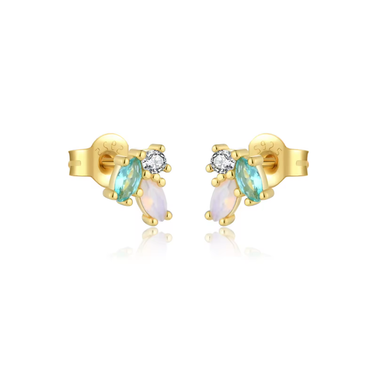 Oorringen 18kt Verguld Zilver | Green Zirconia Studs