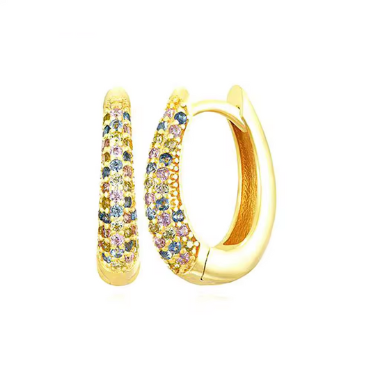 Oorringen 18kt Verguld Zilver | Colorful Zirconia Hoops
