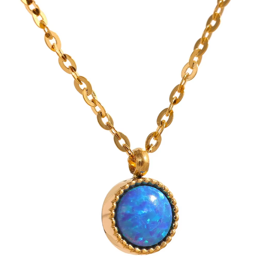 Ketting Edelstaal | Blauwe Opaal