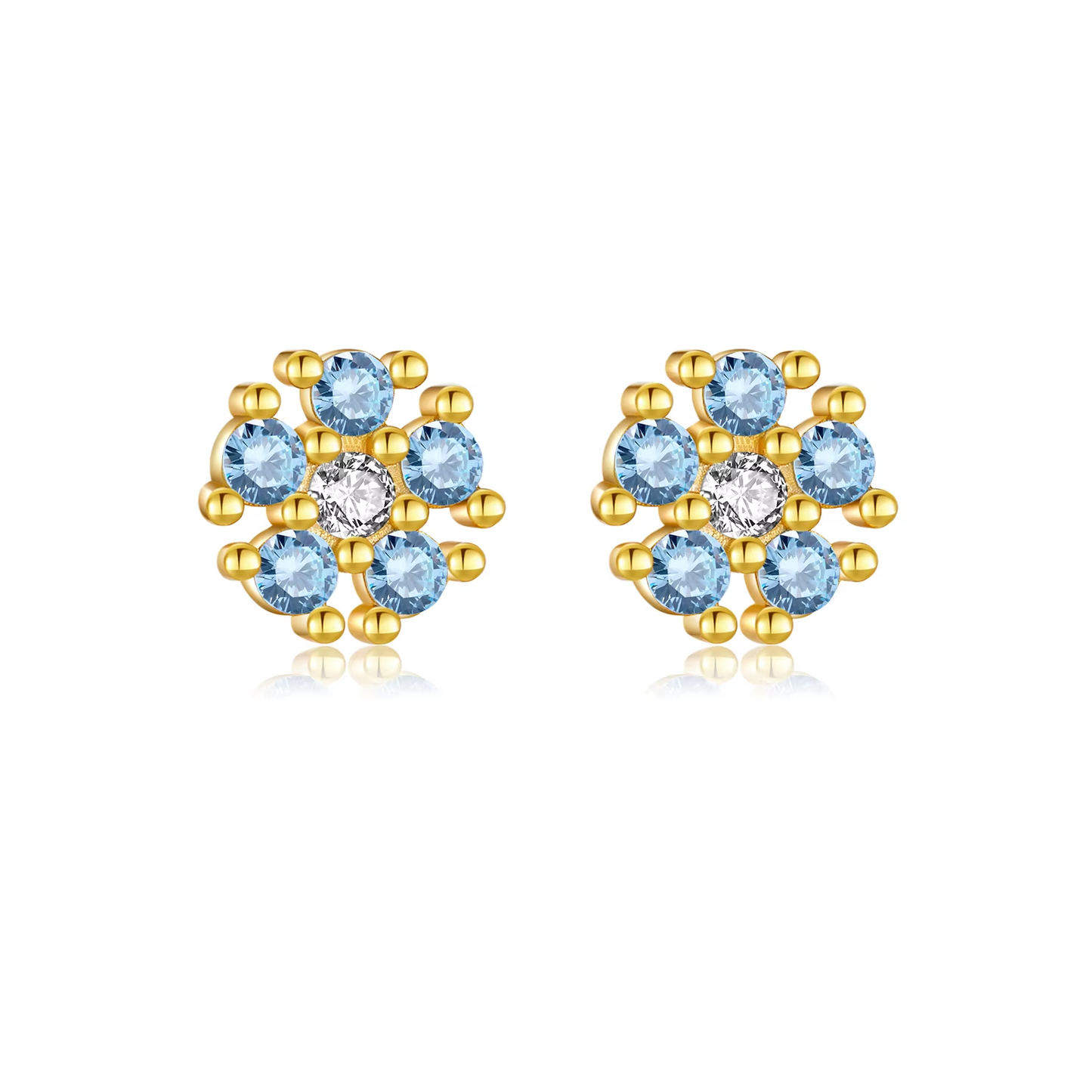 Oorringen 18kt Verguld Zilver | Zirconia Flower Studs