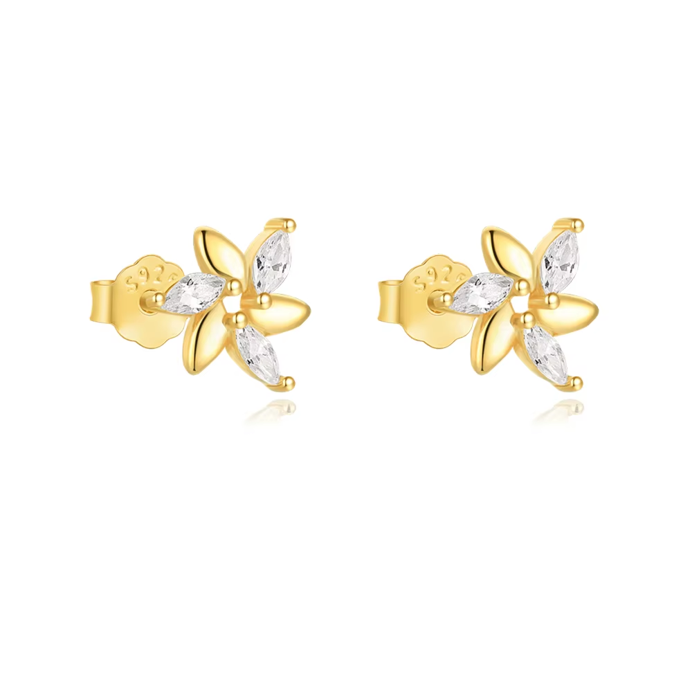Oorringen 18kt Verguld Zilver | Flower Studs