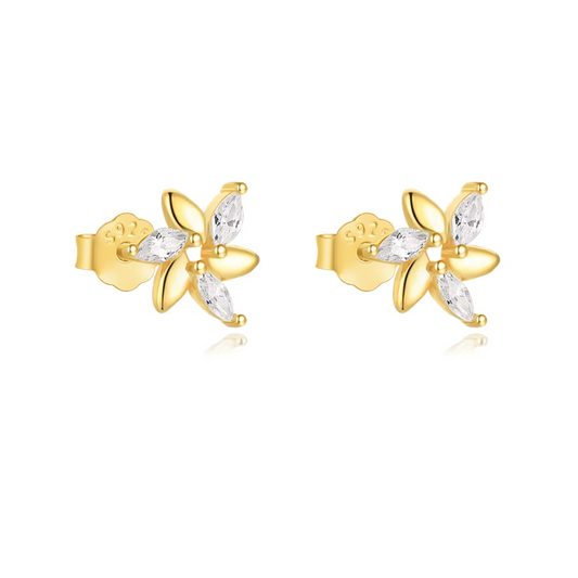 Oorringen 18kt Verguld Zilver | Flower Studs
