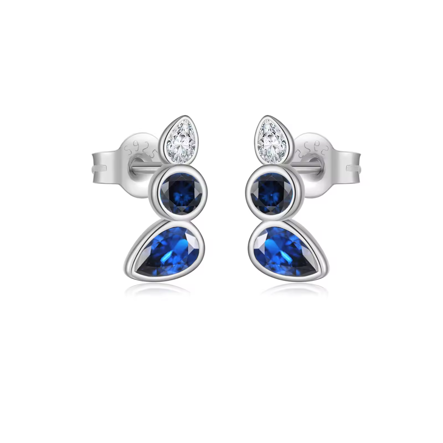 Oorringen 18kt Verguld Zilver | Blue Zirconia Studs