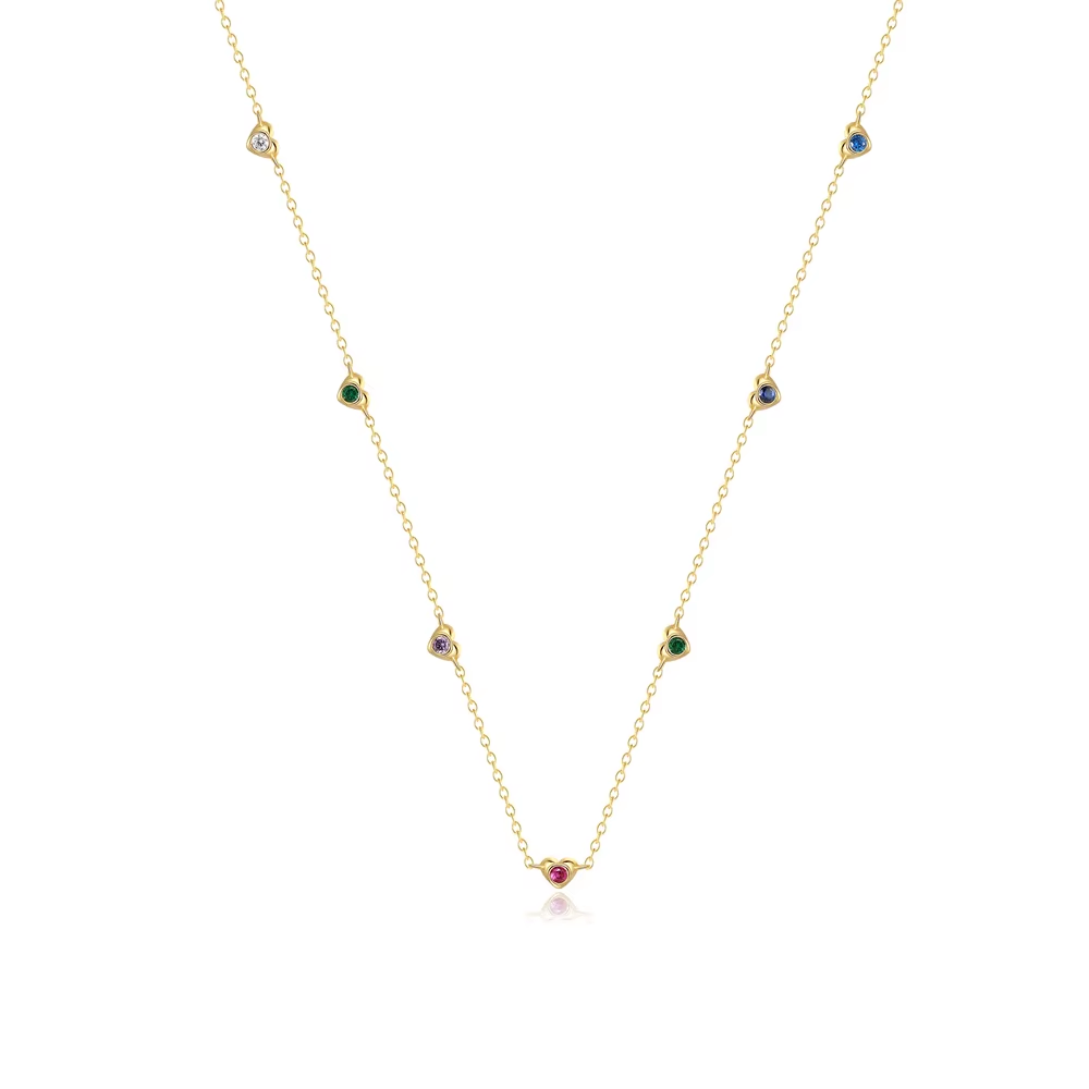 Ketting 18kt Verguld Zilver | Color Hearts