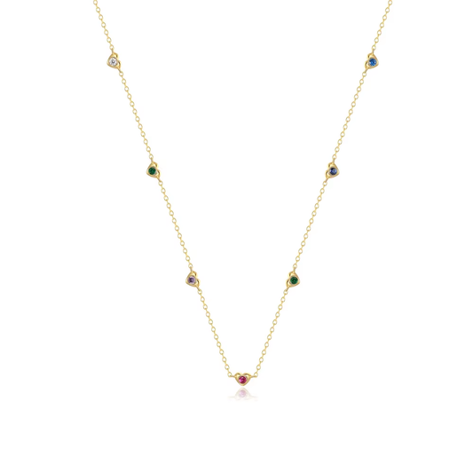 Ketting 18kt Verguld Zilver | Color Hearts