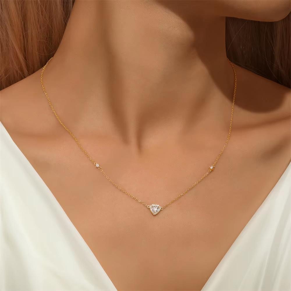 Ketting 18kt Verguld Zilver | Zirconia Heart