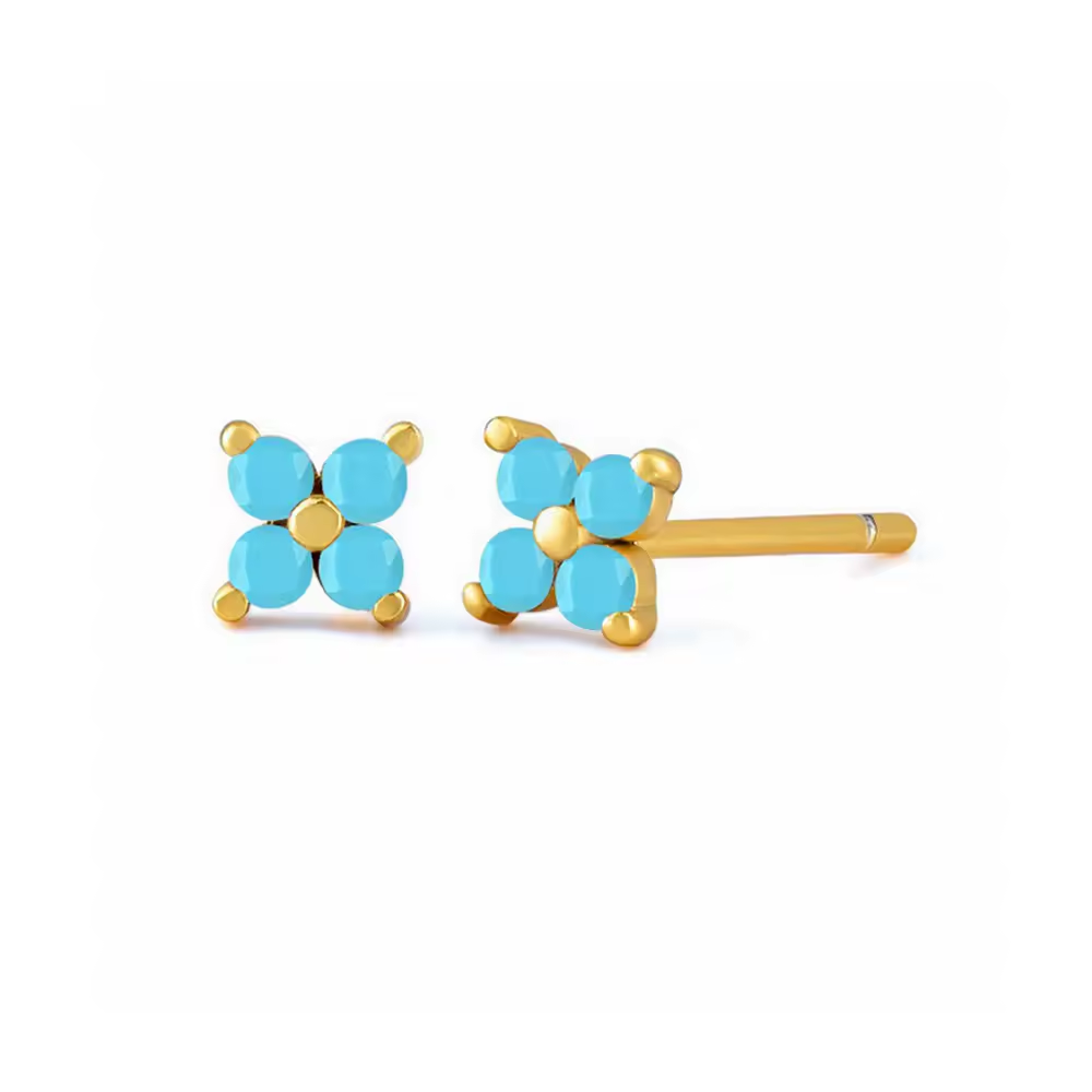 Oorringen 18kt Verguld Zilver | Turquoise Studs