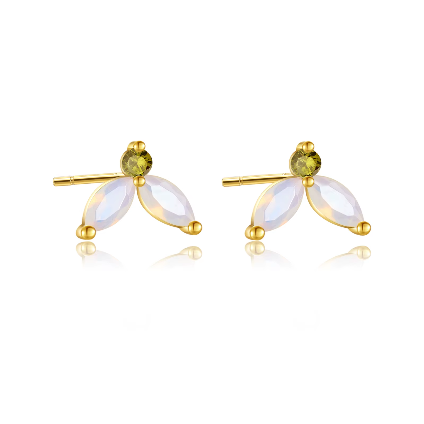 Oorringen 18kt Verguld Zilver | Zirconia V Studs