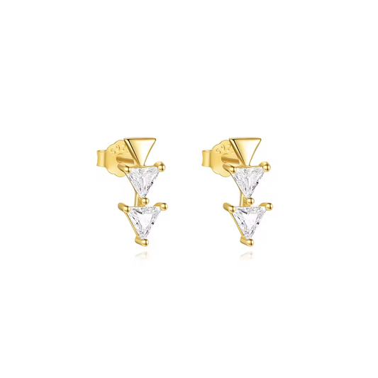 Oorringen 18kt Verguld Zilver | Zirconia Vintage Studs