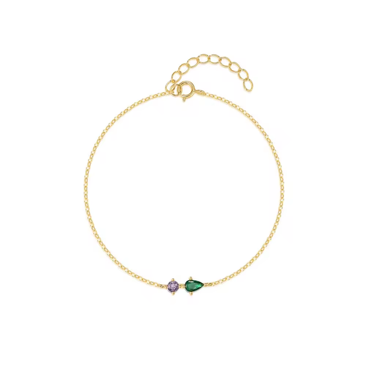 Armband 18kt Verguld Zilver | Green/Blue Zirconia