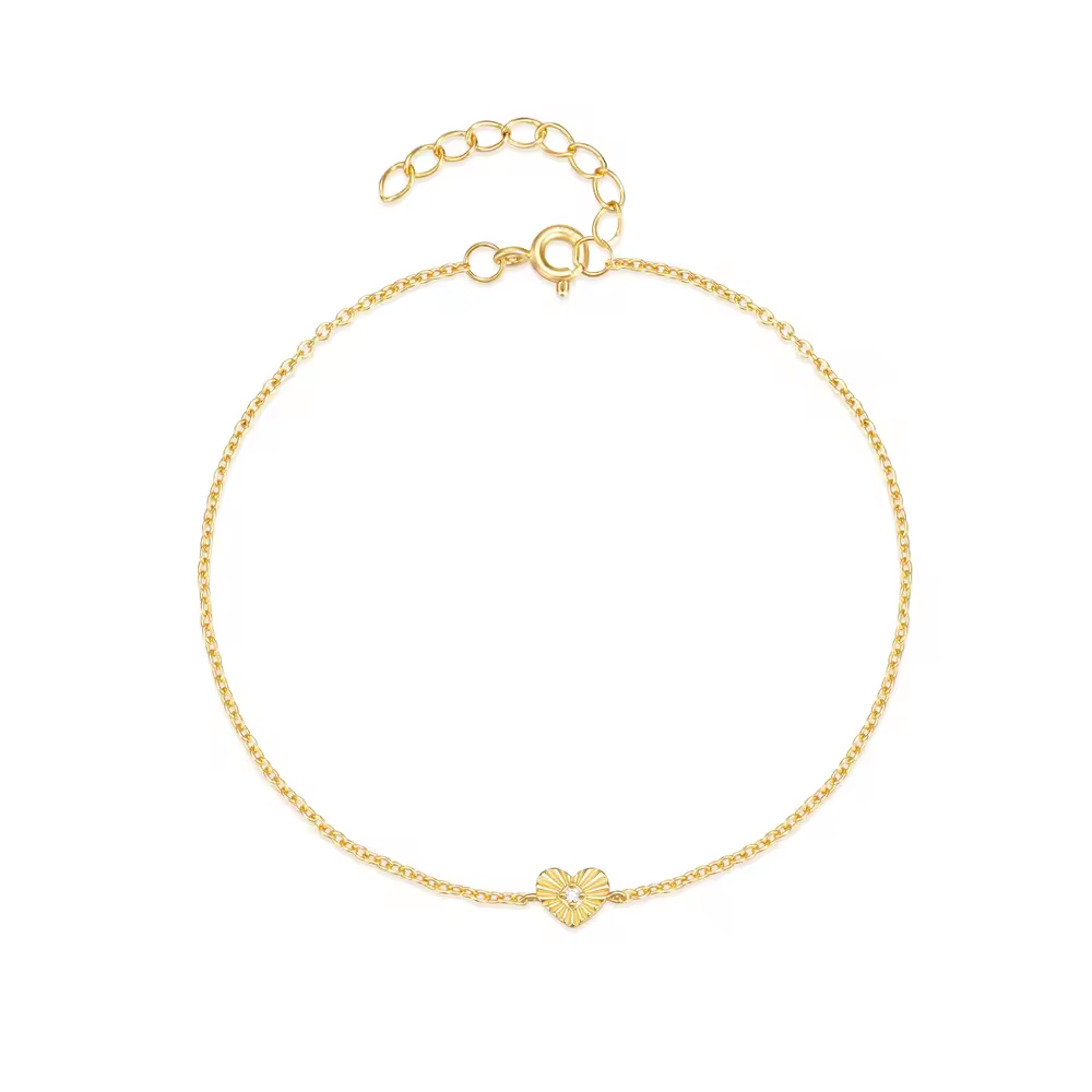 Armband 18kt Verguld Zilver | Textured Heart