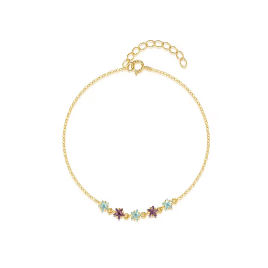 Armband 18kt Verguld Zilver | Purple/Blue Star