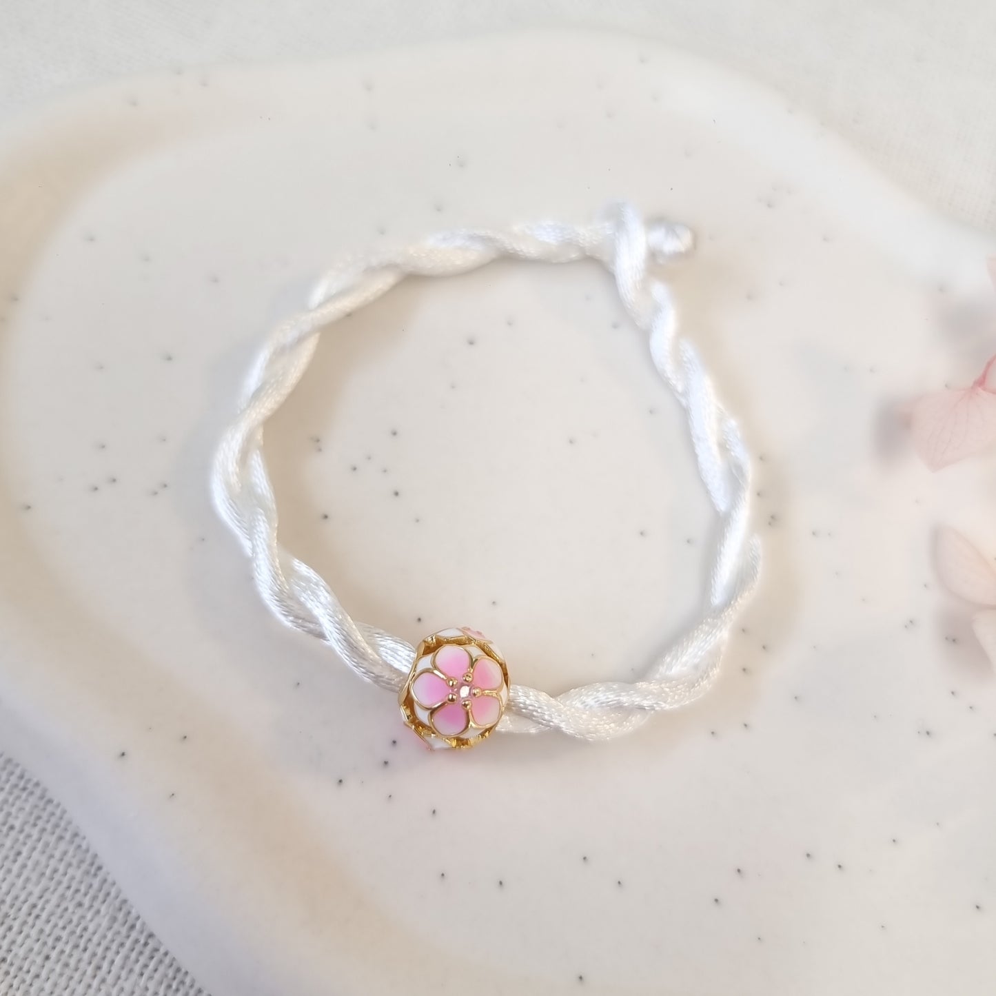 Twisted Satijn Armband | Pink Flower