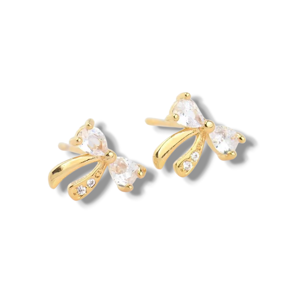 Oorringen 24kt Verguld | Zirconia Bow Studs