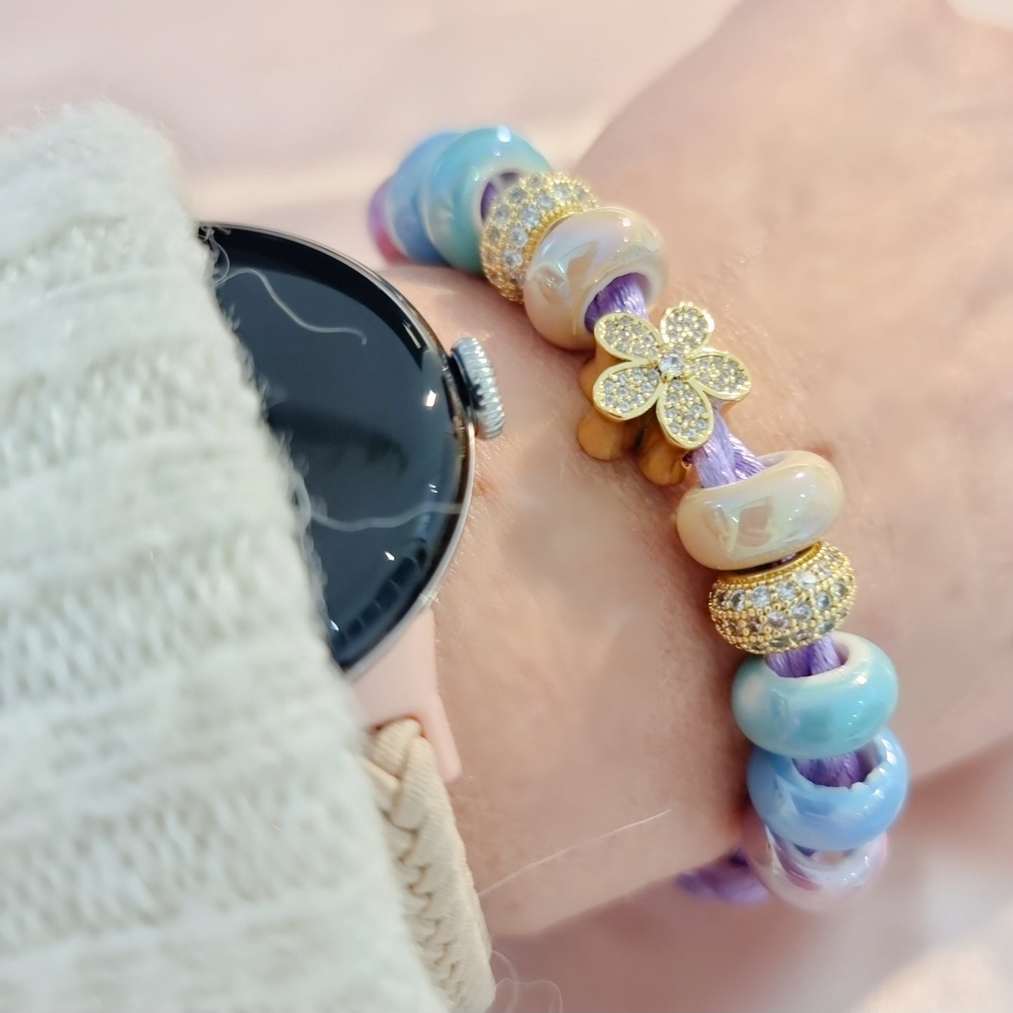 Aliki - Satin Bracelet Purple | Armband