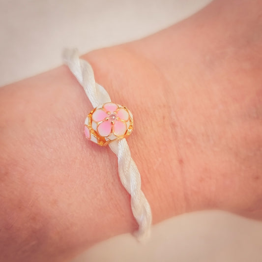 Aliki - Satin Bracelet Pink Flower| Armband