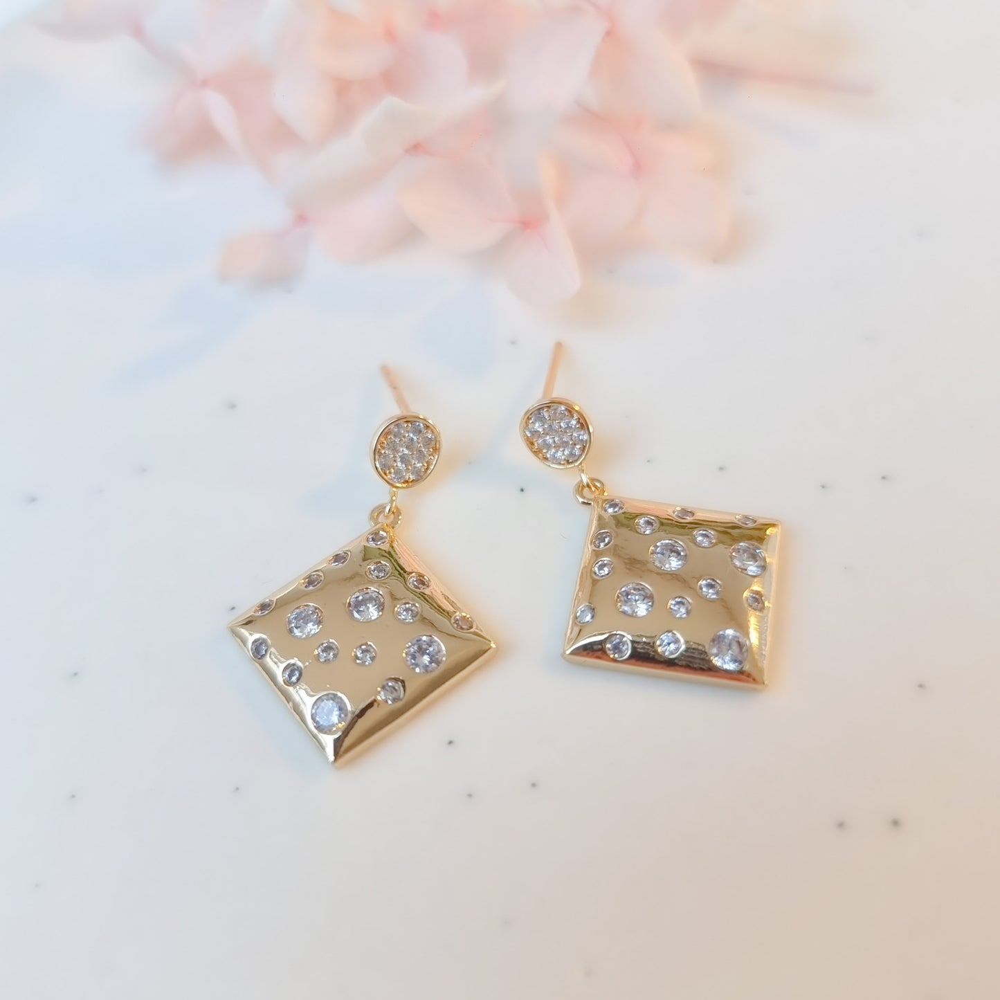 Oorringen 24kt Verguld | Square Zirconia Studs