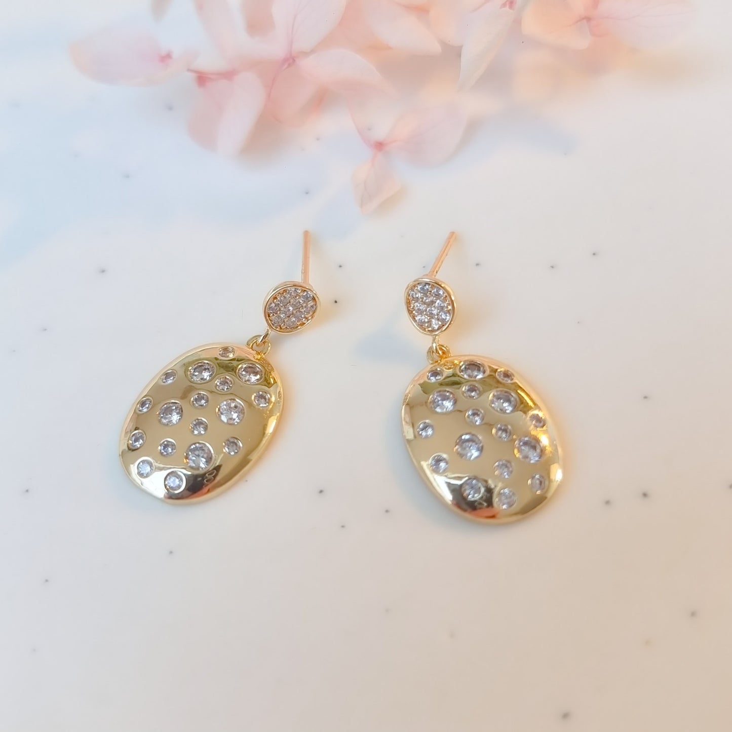 Oorringen 24kt Verguld | Oval Zirconia Studs