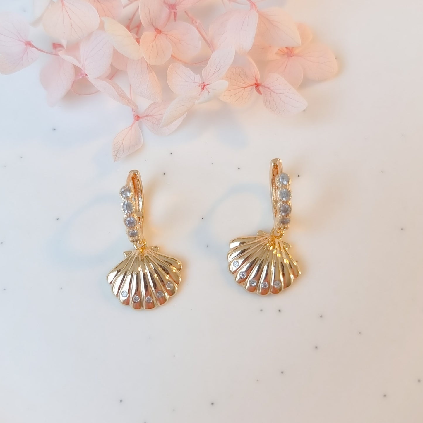 Oorringen 24kt Verguld | Shell Dangle Hoops