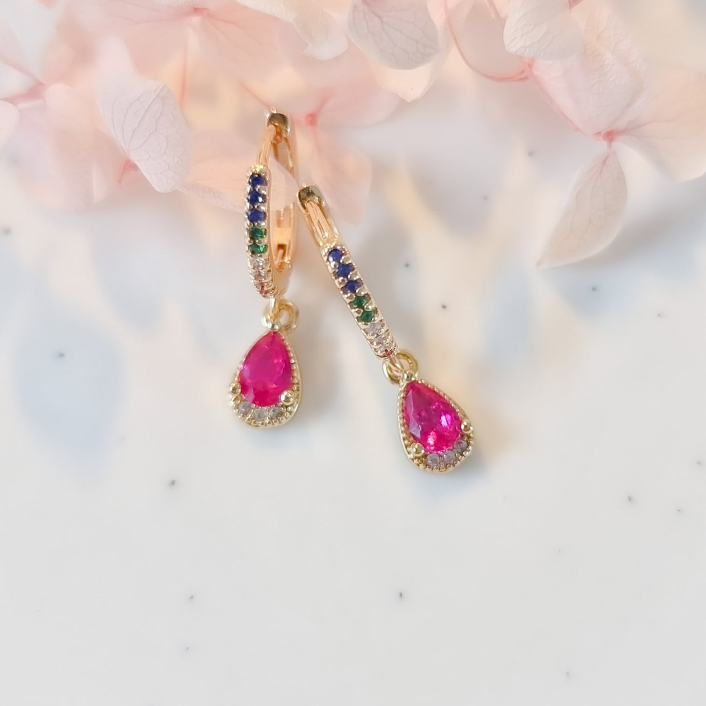 Oorringen 24kt Verguld | Pink Drop Hoops