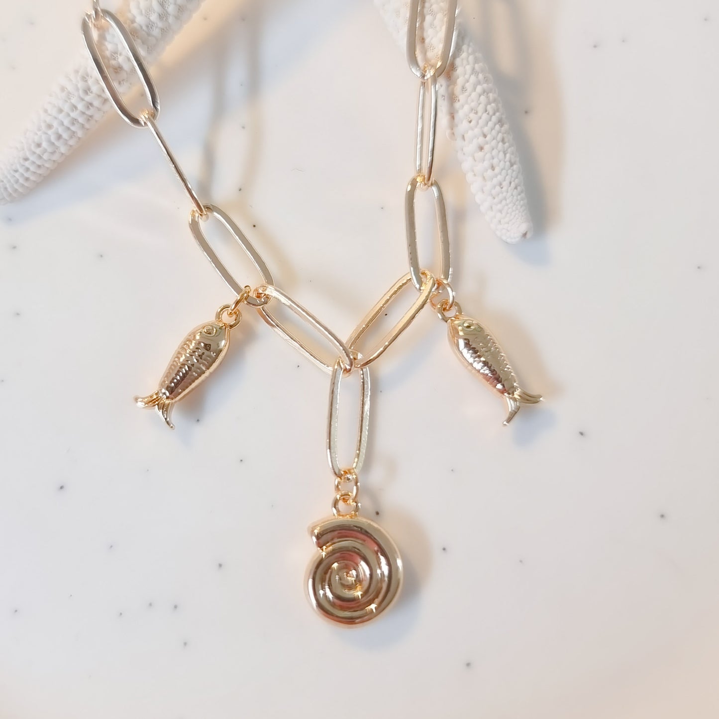 Ketting 24kt Verguld | Fish & Seasnake Charms