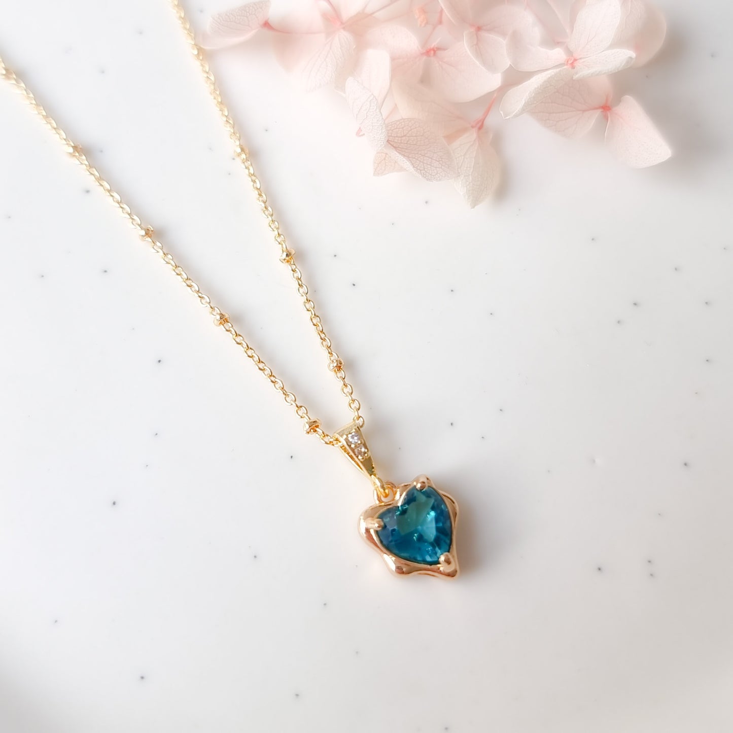 Ketting 24kt Verguld | Blue Heart