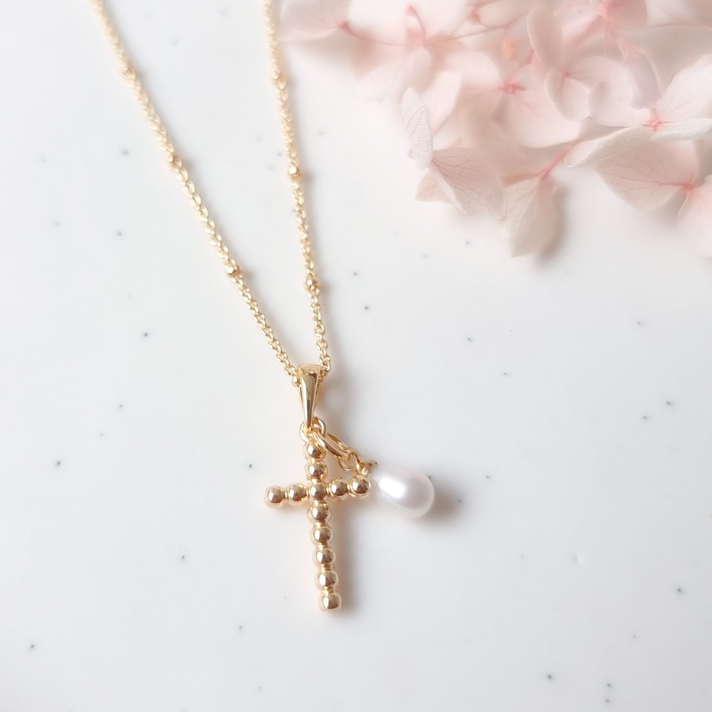 Ketting 24kt Verguld | Cross & Pearl