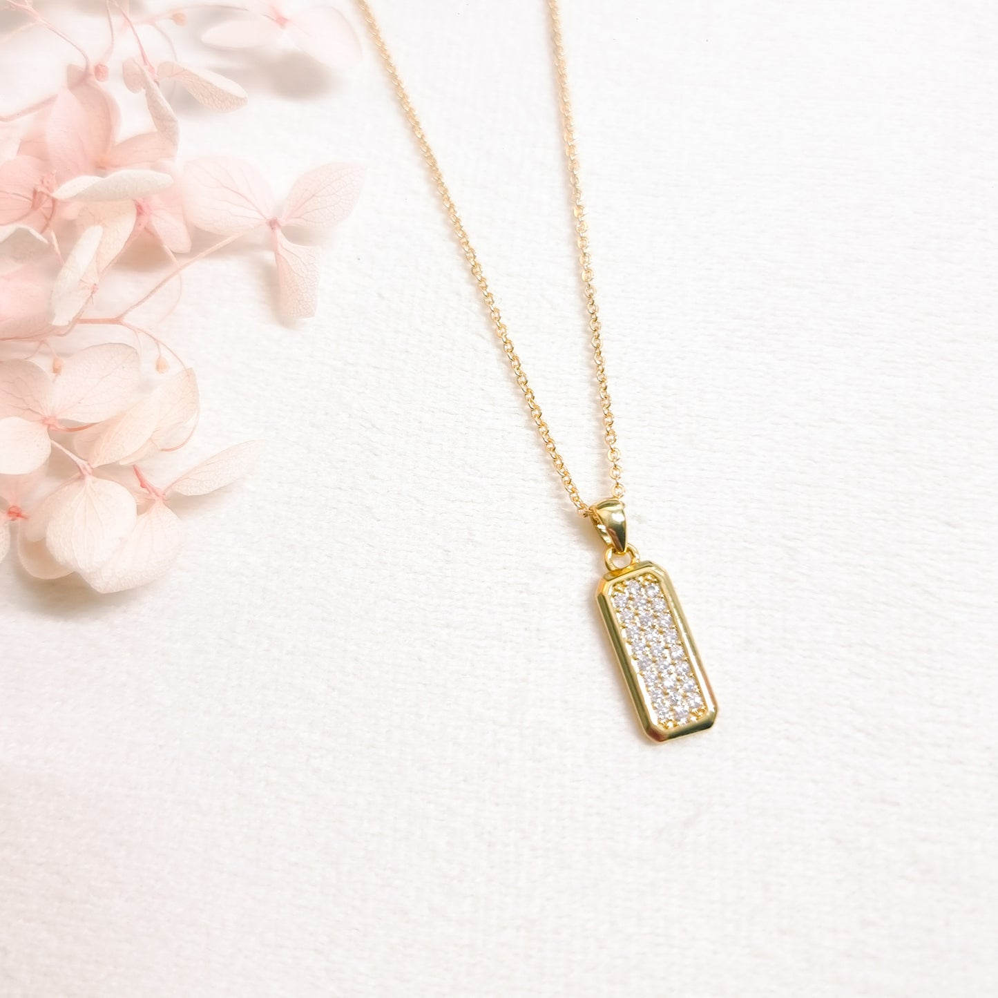 Ketting 24kt Verguld | Zirconia Bar