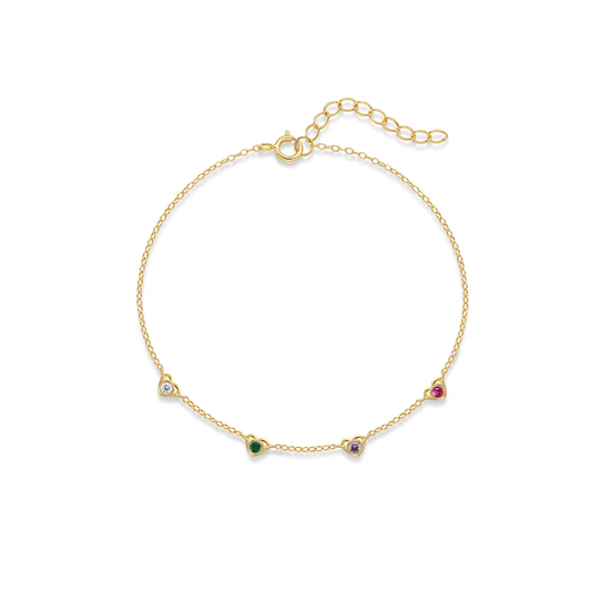 Armband 18kt Verguld Zilver | Color Hearts