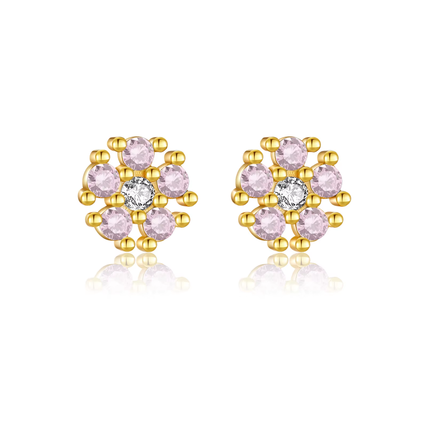 Oorringen 18kt Verguld Zilver | Zirconia Flower Studs